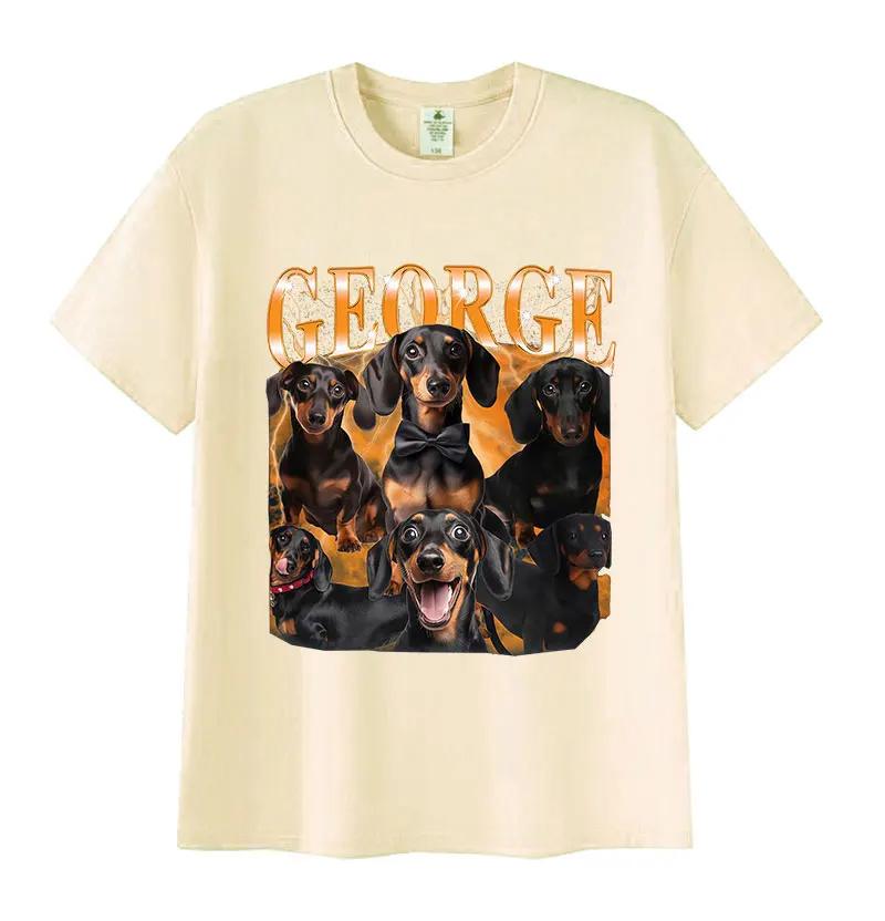 George Dog Funny Meme Graphic T Shirt Men Casual Fashion Cotton Short Sleeve T-shirts Unisex Vintage High Quality Cotton T-shirt