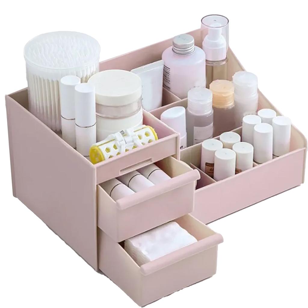 Cosmetic Storage Box Elegant Multifunctional Countertop Makeup Organizer with Drawers for School Office Art Supplies M