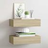 Vidaxl Wandregale mit Schublade, 2 Stück, Eiche, 40x23,5x10 cm, MDF