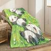 Giant Panda Throw Lightweight 240G Flannel Blanket Soft Skin-Friendly For Summer Cooling