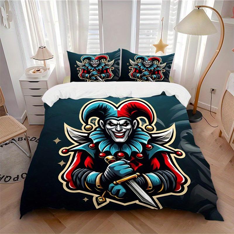 

3pcs set Jester Knight 1 Quilt Cover + 2 Pillowcases, All Seasons Bedroom Setting, Perfect for Home and Dorm Decor a150 135x200cm
