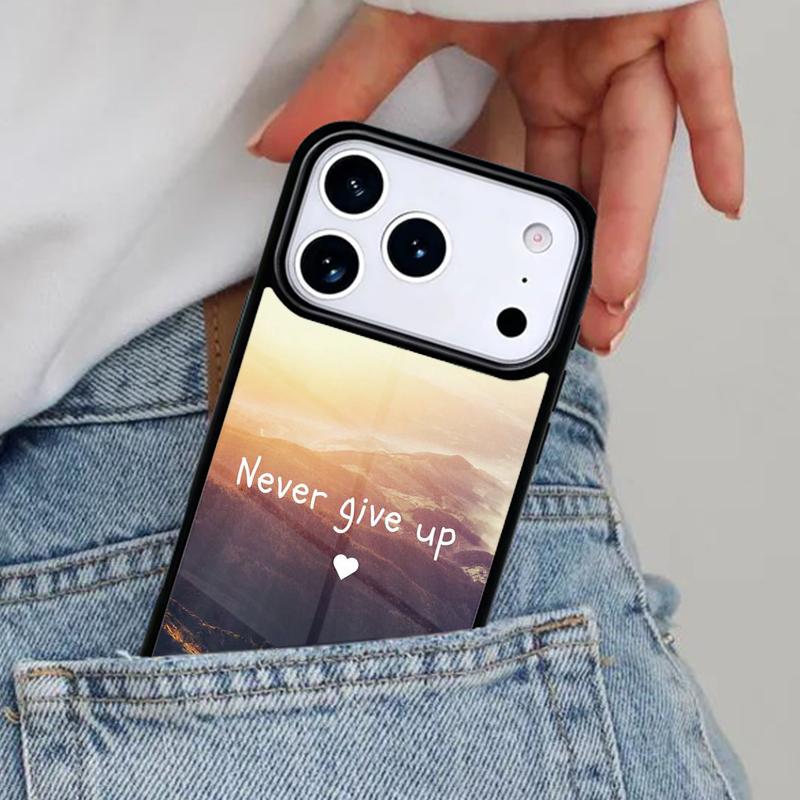 never give up Phone Case for iPhone 17ProMax 12 13 14 15 16e 17 Pro Max Plus Air Cover
