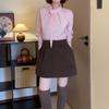No Brand 2025 Autumn Winter Pleated Mini Skirt With High Waist For Casual Women