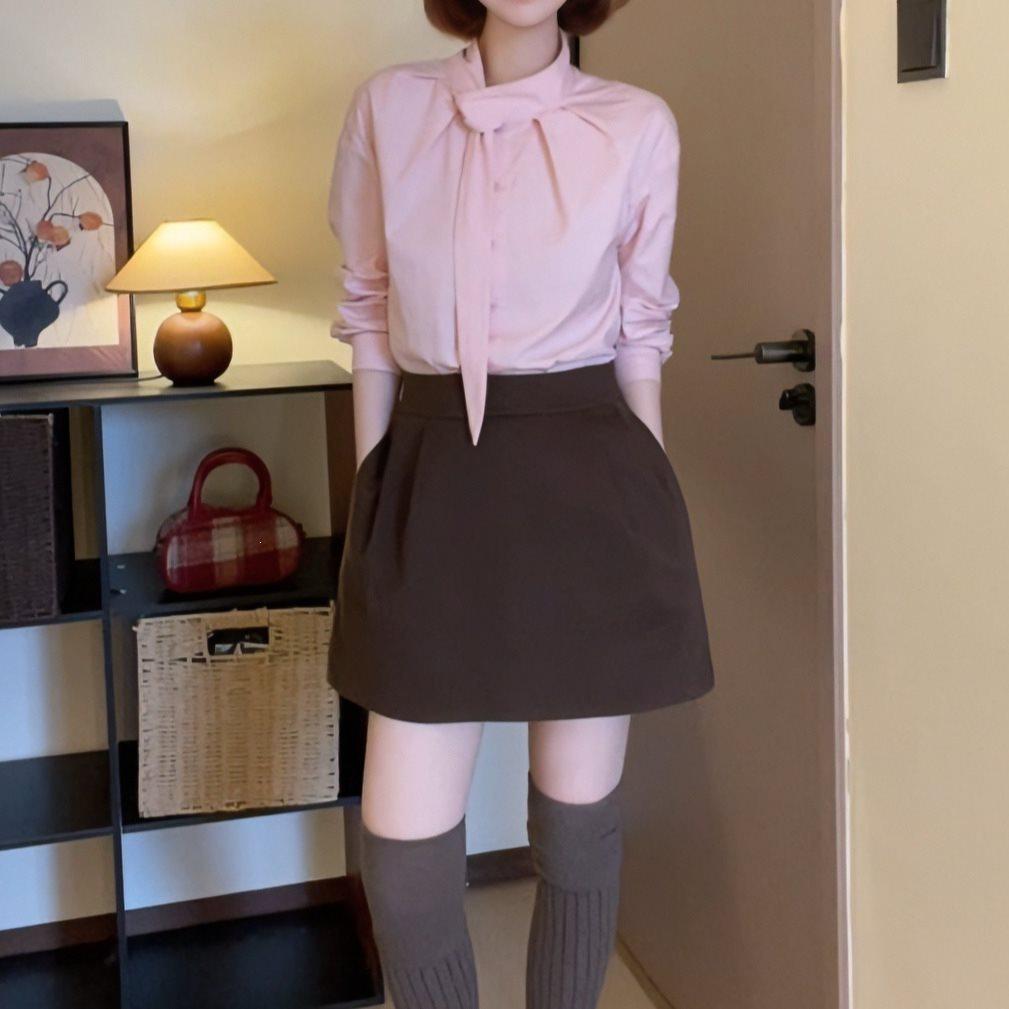 No Brand 2025 Autumn Winter Pleated Mini Skirt With High Waist For Casual Women