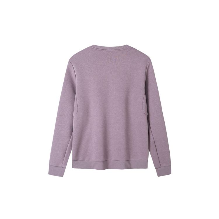 Anta Training Series Letter Print Sports Crewneck Sweatshirt Women sweatshirt Dusty-Purple 162217704-3