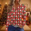 Women's Casual Christmas Print Neck Top with 3/4 Sleeve