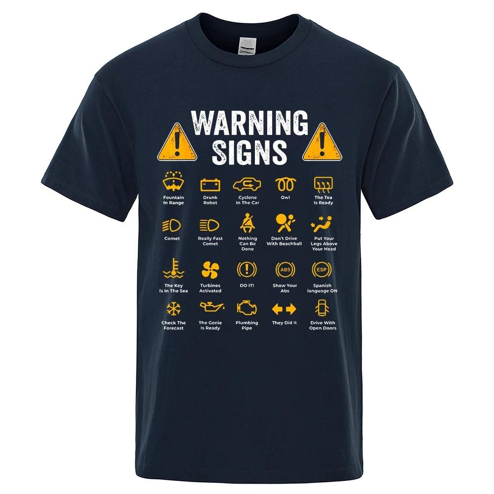 

Men s Summer 100% Cotton T-shirt with Driving Warning Sign Print Design Featuring A Fashionable Casual Style for Men s Clothi... S разноцветный