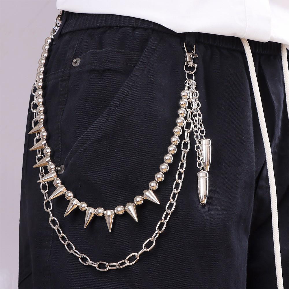 Chaîne de taille multicouche Hip Hop Punk Métal Rivet Bijou pour Performance Scénique