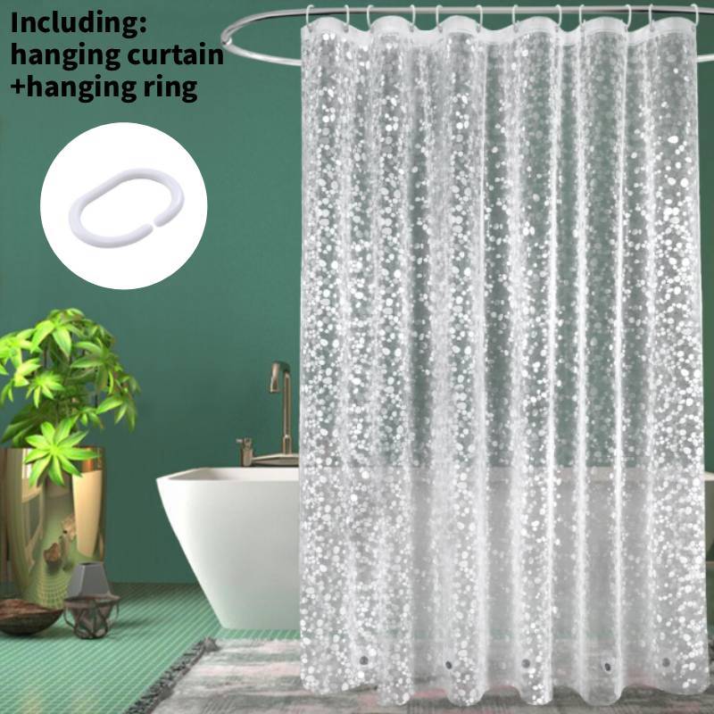 Peva Waterproof Bathroom Shower Curtain With 3d Pebble Pattern Design For Home Use 180x180cm