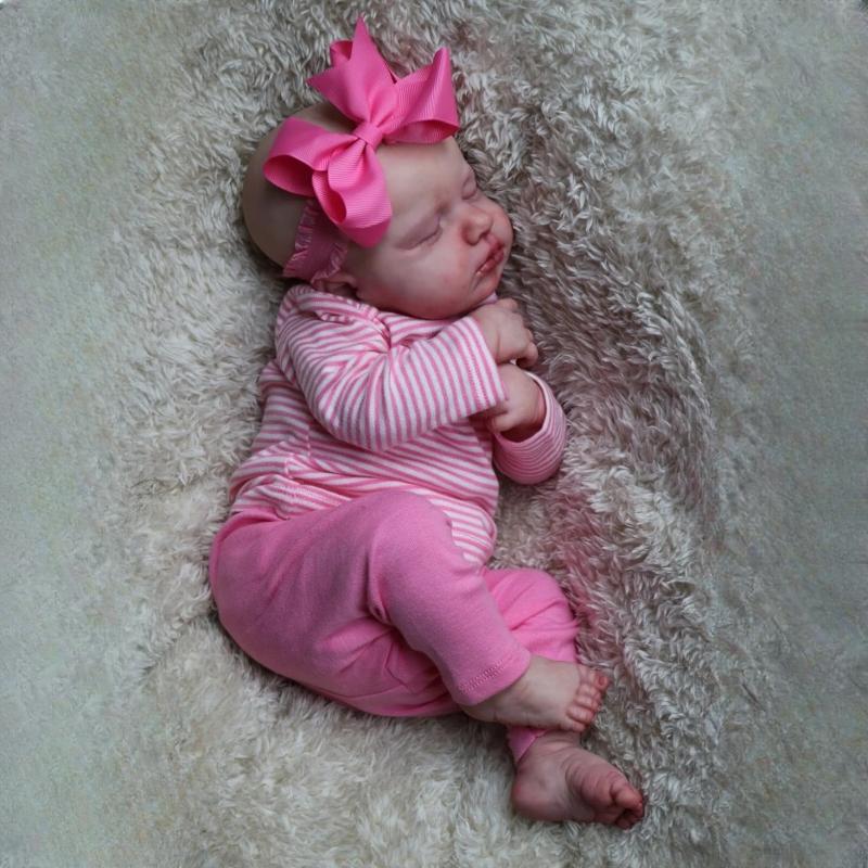 49 Cm Cloth Body Simulation Reborn Doll Lifelike Sleeping LouLou Rebirth Baby Dolls Children Elderly Accompany Toy Pregnant Woman Practice Gift Doll