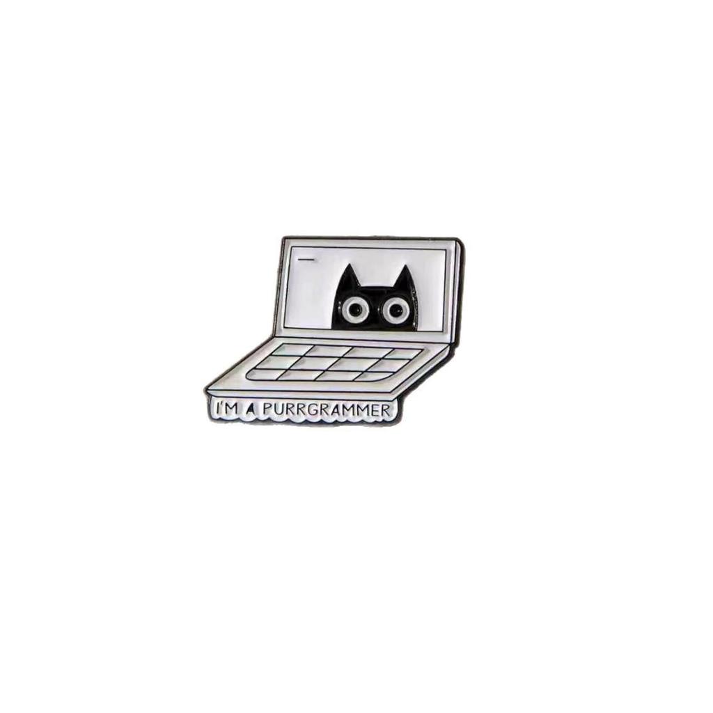 Cartoon Black Cat Brooch: Kitten Alloy Badge for Clothing and Backpacks