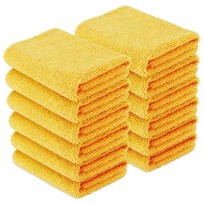 Basics Cleaning Cloth Microfiber Multipurpose Car Wash Wipe Rag 12 Pieces (4040 Cm) Yellow