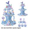 Mermaid Cake Stand Rack Under The Sea Mermaid 1st Birthday Party Decoration Cupcake Holder Girl Little Mermaid Baby Shower Party