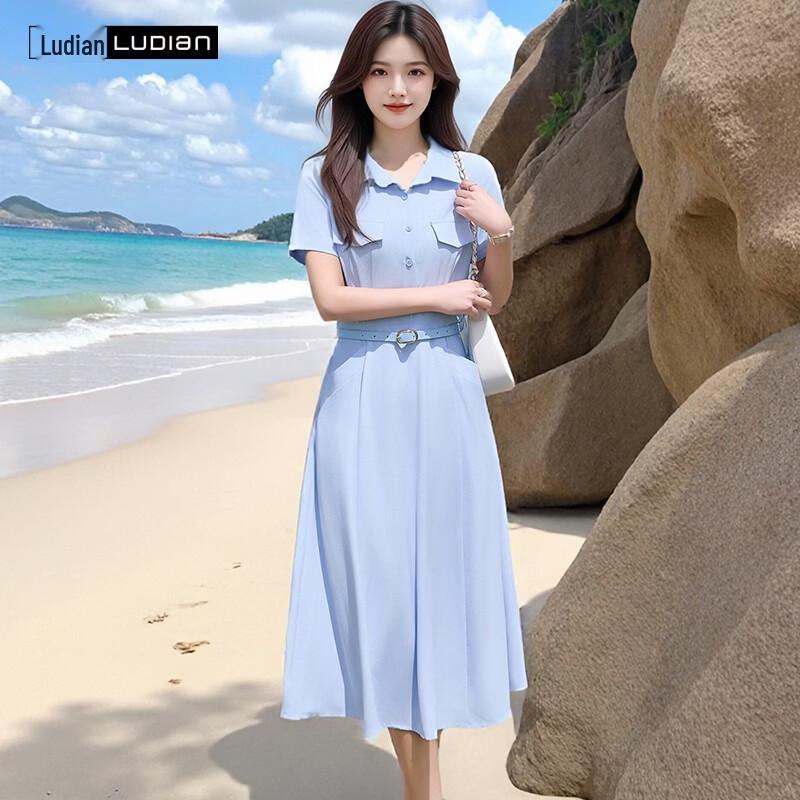 

LUDIan Women s Elegant French Style Shirt Dress 3XL