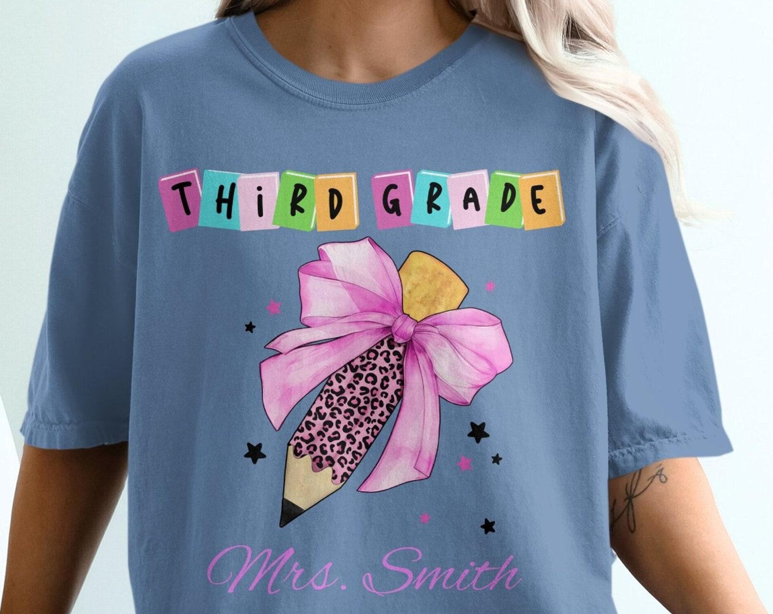 Third Grade Personalized Teacher T-Shirt S
