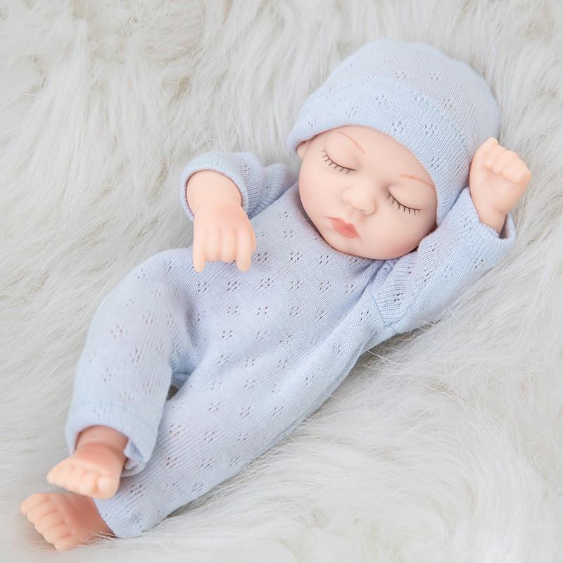 7 Inch Realistic Sleeping Baby Doll Soft Silicone Reborn Toy Infants 0-3 Years Soothing Cuddle Closed Eyes