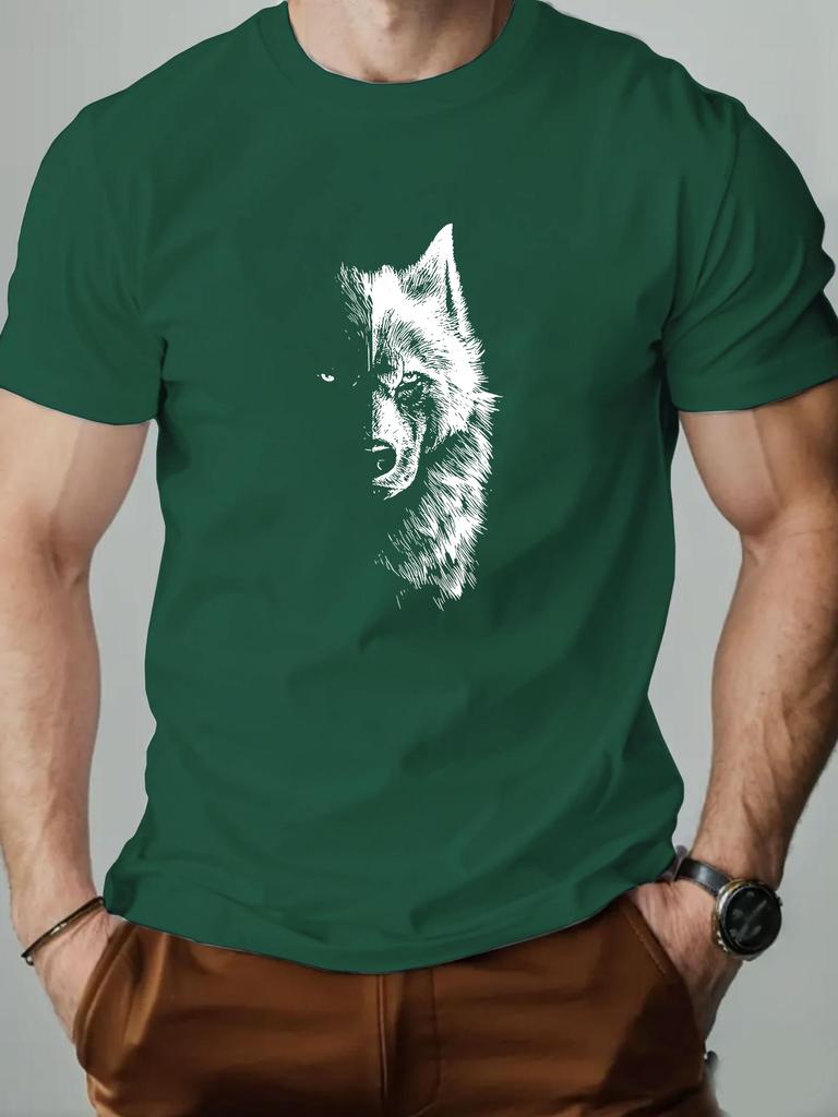 Wolf Print Fashion Versatile 100 Cotton Men Women Tshirt Summer Autumn Daily Outdoor Sports Party Casual Street Short Sleeve