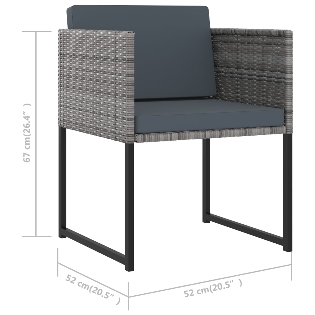 11 Piece Garden Dining Set with Cushions Poly Rattan Gray