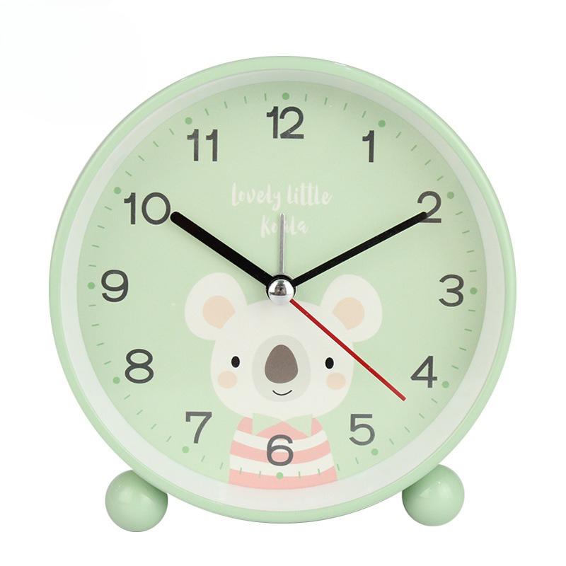 Korean Cartoon Animal Pattern Alarm Clock Creative Cat Rabbit Decor Table Clock Silent Sweep Seconds Night Light Quartz Watch