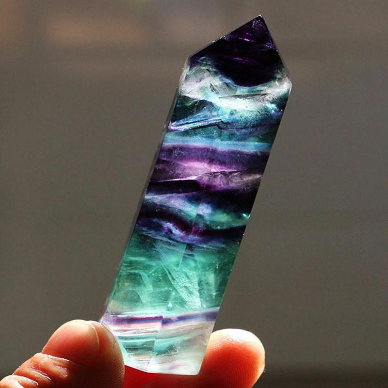 Unique Natural Fluorite Quartz Crystal Stone Healing Amethyst Hexagonal Wand Point For Spiritual Growth