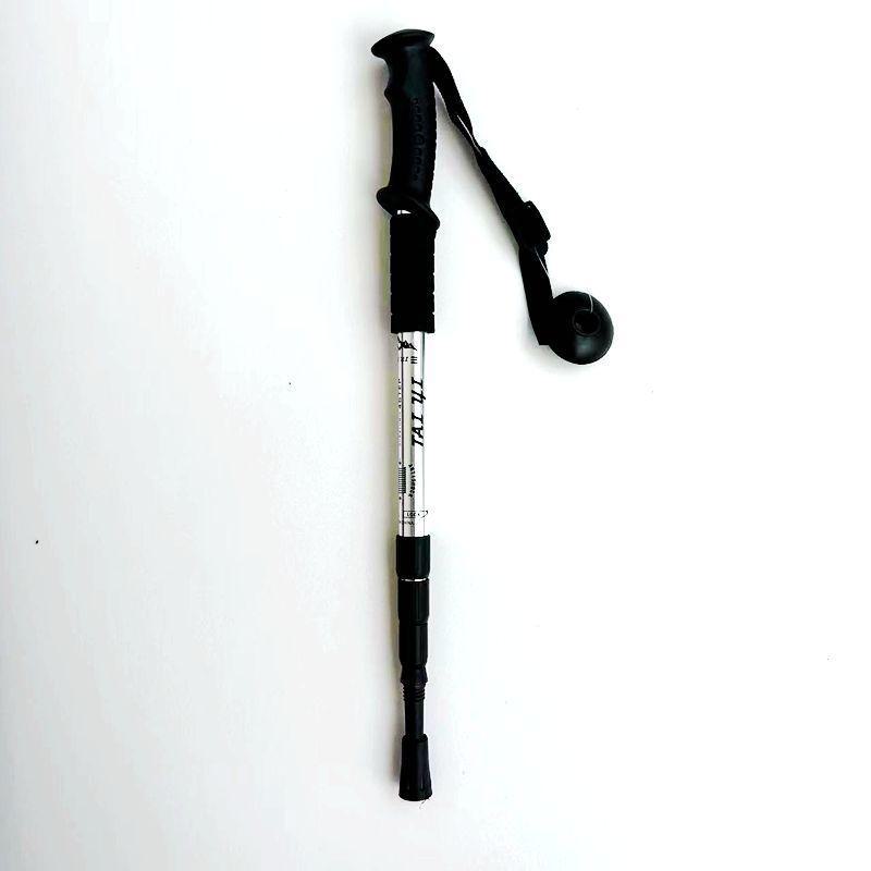Ultra-Light Aluminum Alloy Mountaineering Trekking Pole with Shock-Absorbing Technology - Curved and Straight Handle, Telescopic Crutch