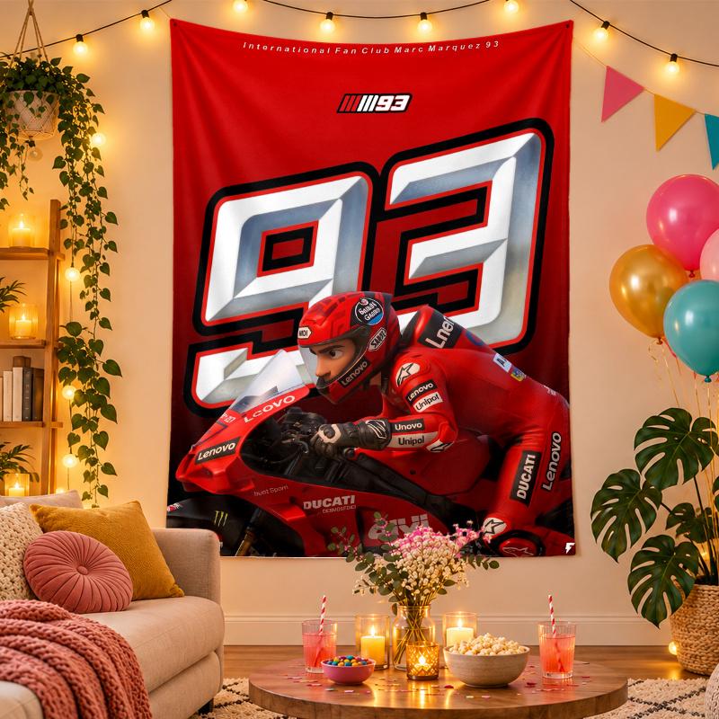 Polyester Wall Tapestry with Marc Marquez Design, Decorative Hanging for Bedroom Living Room Dorm
