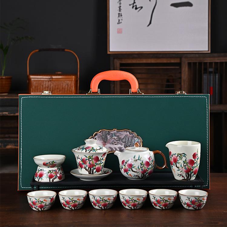 Blue And White Ru Kiln Anti-Scalding Light Luxury Tea Set, Commercial Gift Set, High-End Tea Set, New Model