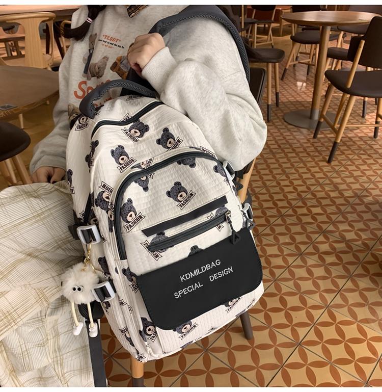 Bear Print Student Schoolbag Girl Backpack Students Third To Sixth Grade Backpack