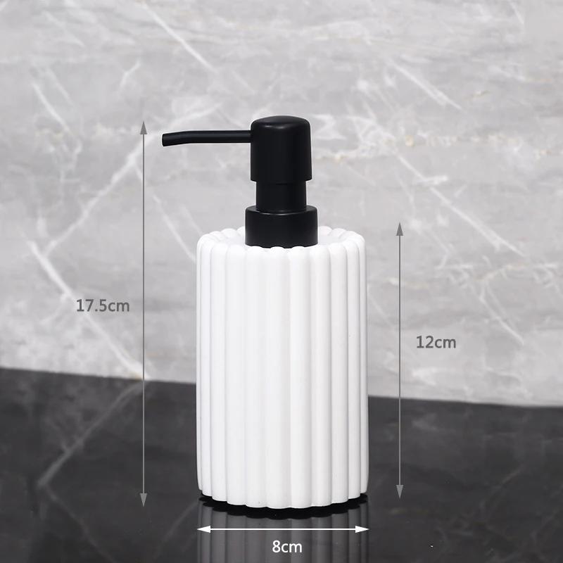 Japanese Striped Portable Lotion Bottle Bathroom Shampoo Dispensing Bottle Natural Sand Stone Soap Dispenser Bathroom Accessory