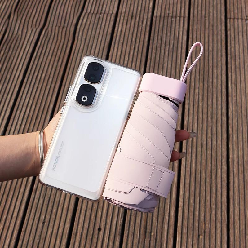 Mini Umbrella Capsule Umbrella Rain and Sun Protection Outdoor Travel Portable Sunshade Umbrella with Storage Box Zwq