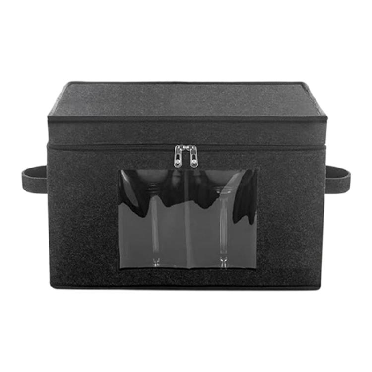 

Strong Felt Wine Glass shipper Safely Holds 12 Glasses With Convenient Handles And Identification Pocket темно-серого