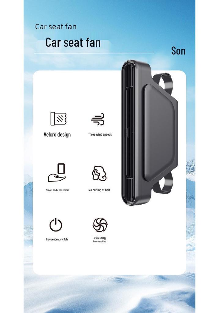 Car Seat Dual-Turbine USB Fan - Low-Noise New Car Aroma Gift