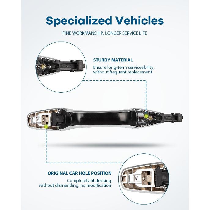LUJUNTEC Exterior Rear Driver Left Passenger Right Side Door Handle Replacement for 2008-2012 for Infiniti for EX35,2013 for Infiniti for EX37 Chrome