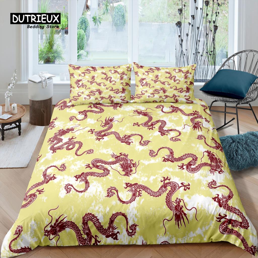 Home Living Luxury 3D Dragon Bedding Set Duvet Cover Pillowcase Kids Bedding Set Queen And King Eu/Us/Au/Uk Size