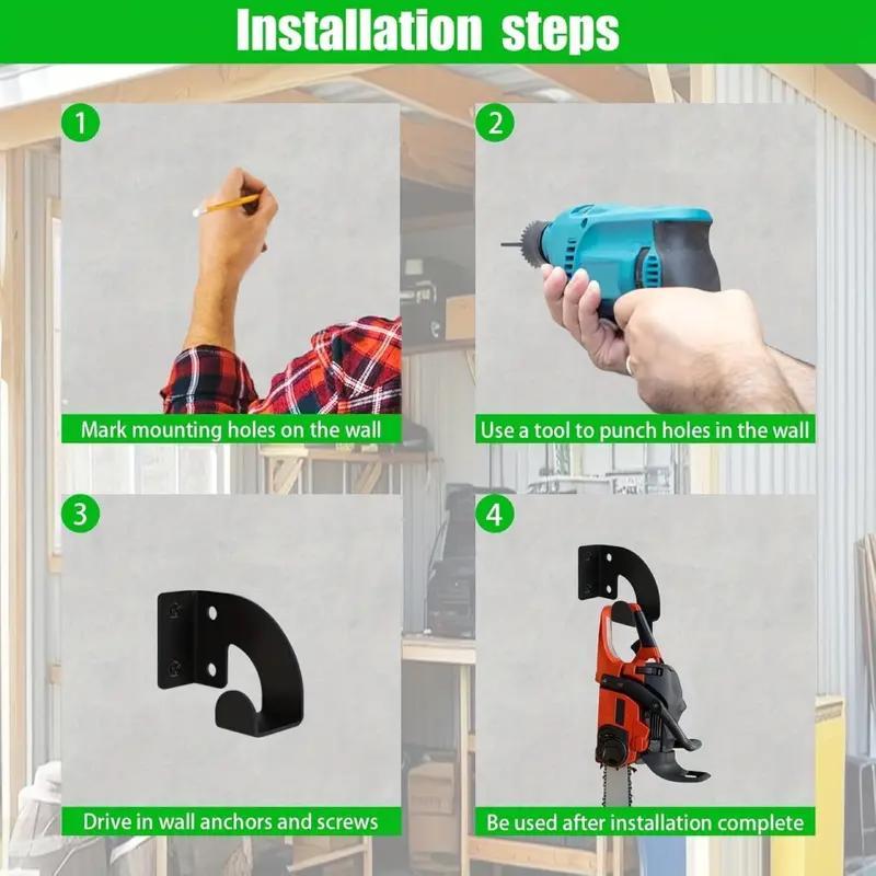Chainsaw Wall Mount Heavy Duty Chainsaw Hanger Wall Mount Organizer Metal Rack Tool Storage For Workshop Garage Garden