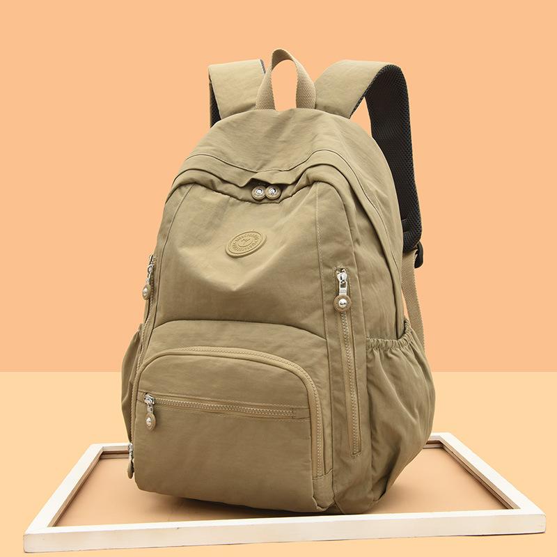 Nylon Backpack Solid Color Student School Baglarge Capacity Women's Travel Bag
