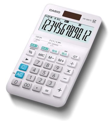 Casio Calculadora de Impuestos W 12 Dígitos Cálculo de Impuestos Blanco Solo Escriba JW-200TC-N