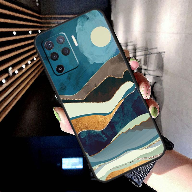 Goldene Landschaftsmalerei Hülle Für Oppo A38 A18 A78 A98 A58 A60 A80 A40 A96 A76 A16 A94 A74 A54 A15 A17 A57 A77 A5 Pro
