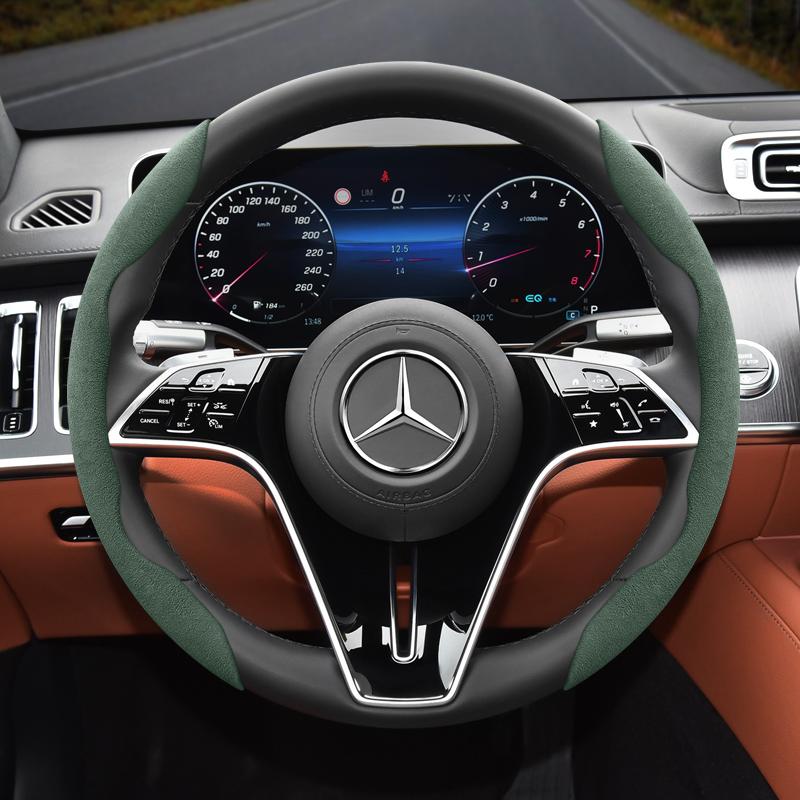 Suitable for Mercedes-Benz Anti-Slip Buckle Segmented Suede Steering Wheel Cover Suitable for E Class S C a Glc Suv Eqc Gle Gla Eqe Amg Eq C63 E63 