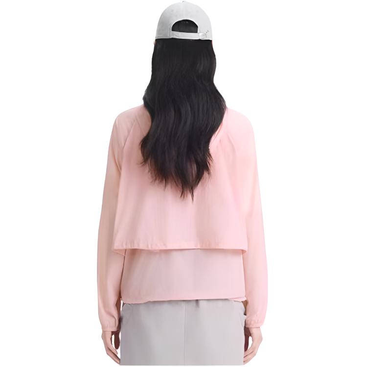 Li Ning Outdoor CF Lightweight Cooling Water-Resistant UPF 50+ Hooded Sun Protection Windbreaker Women outerwear Mallow-Pink AFDW216-1
