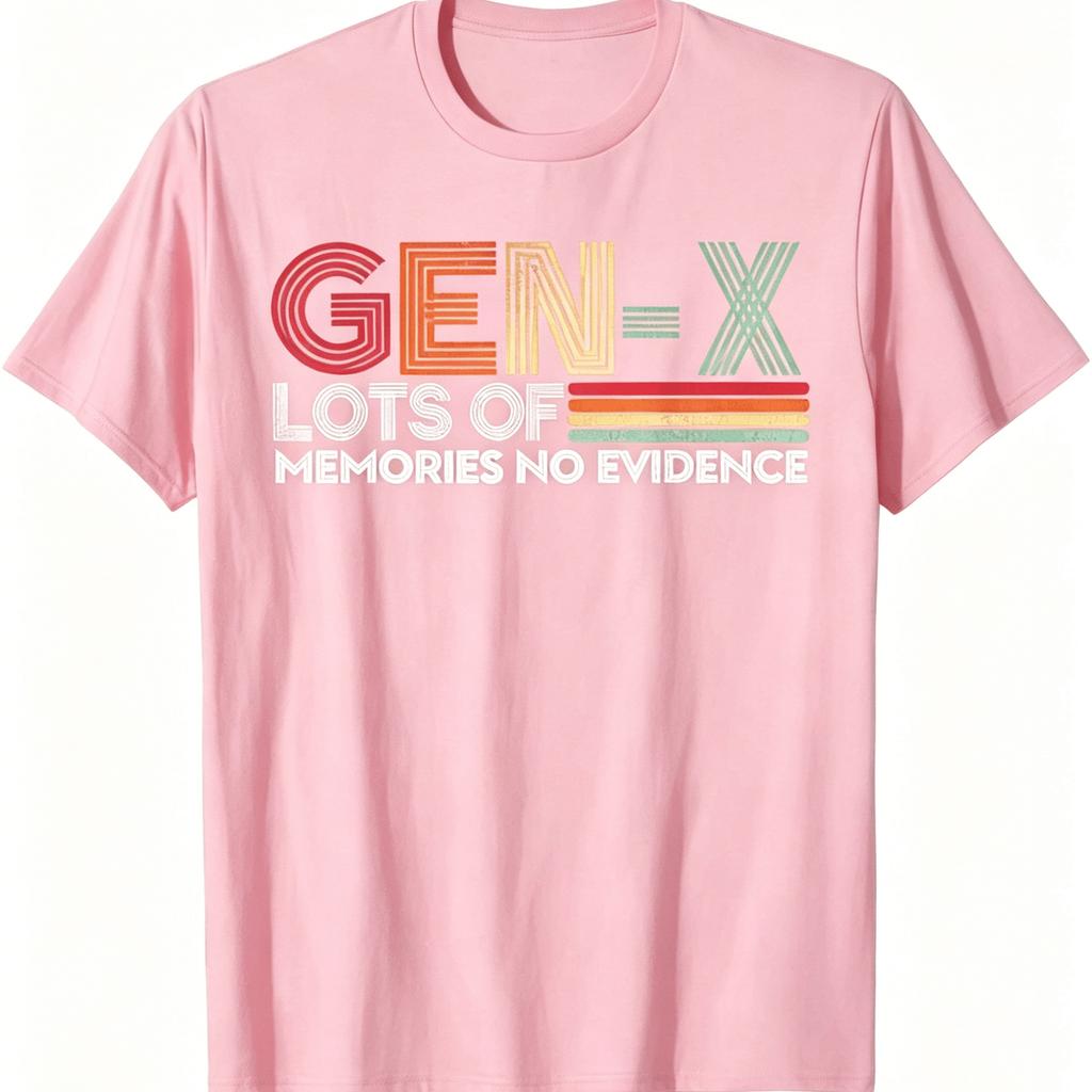 Gen X Lots Of Memories No Evidence Graphic Tshirt Casual Cotton Crew Neck Tee For Men