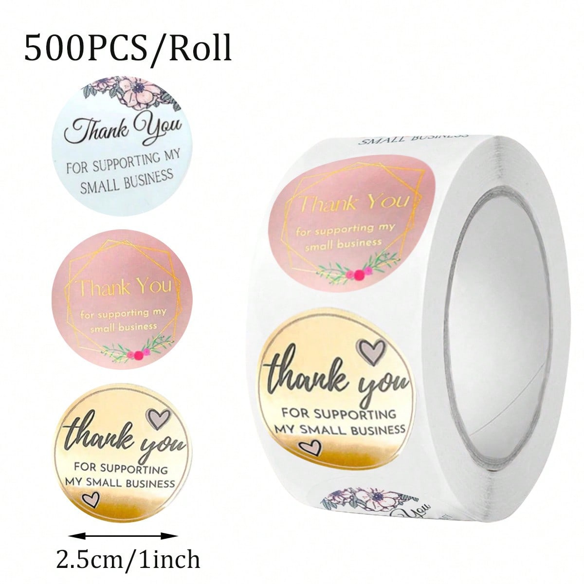 

500 pieces per roll - Decorative sealed envelope stickers for letter envelopes - Self-adhesive labels in circular shape