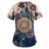Plus Size Printed Scrub Working Uniform Tops For Women's V-Neck Print Short Sleeve Fun T-Shirts Workwear Tee With Pockets