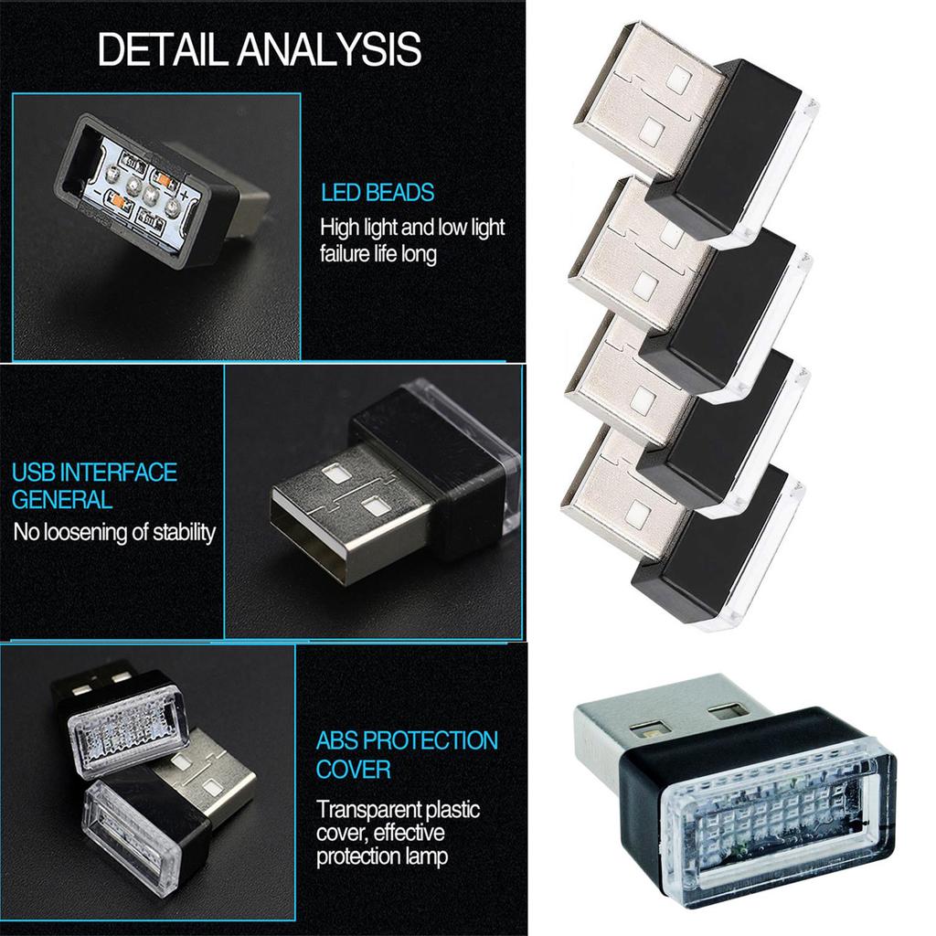 10x mini flexibilní USB LED světelný pásek do interiéru auta neonová atmosférická trubice neonová lampa