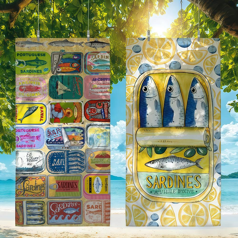 Cuadros decorations S-Sardines Nordic Towel Quick Drying Beach Towels Are Suitable For Swimming Pools Camping Yoga And The Gym
