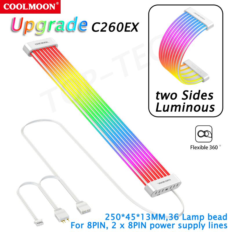 COOLMOON AOSOR ARGB  LED Light Strip for 24PIN Motherboard Power Extension Cable Aura Sync Flexible LED Strip Light DIY Kit