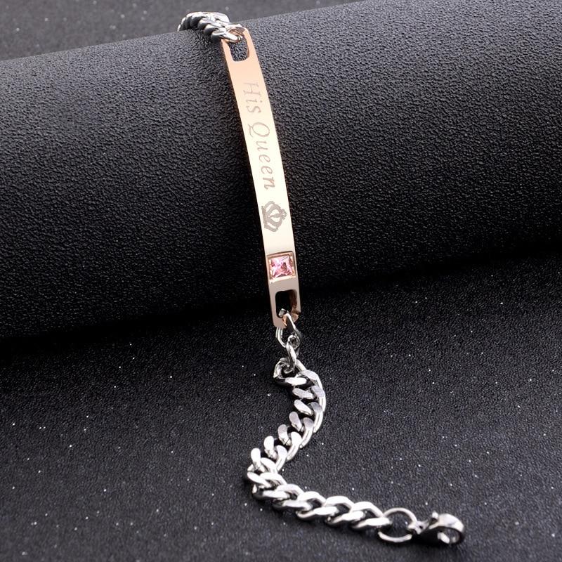 Kpop Couples Matching Charm Bracelet Y2k Gifts For Women Boyfriend Cuban Link Chain Zircon Stainless Steel Jewelry Nct Wholesale
