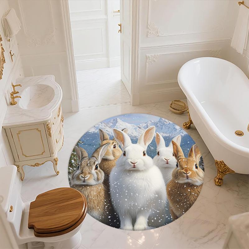 Rabbit Pattern Round rug,Carpet Rug for Living Room Bedroom Sofa Playroom Decor,Non-slip Floor Mat,Holiday Gifts and Birthday Gifts
