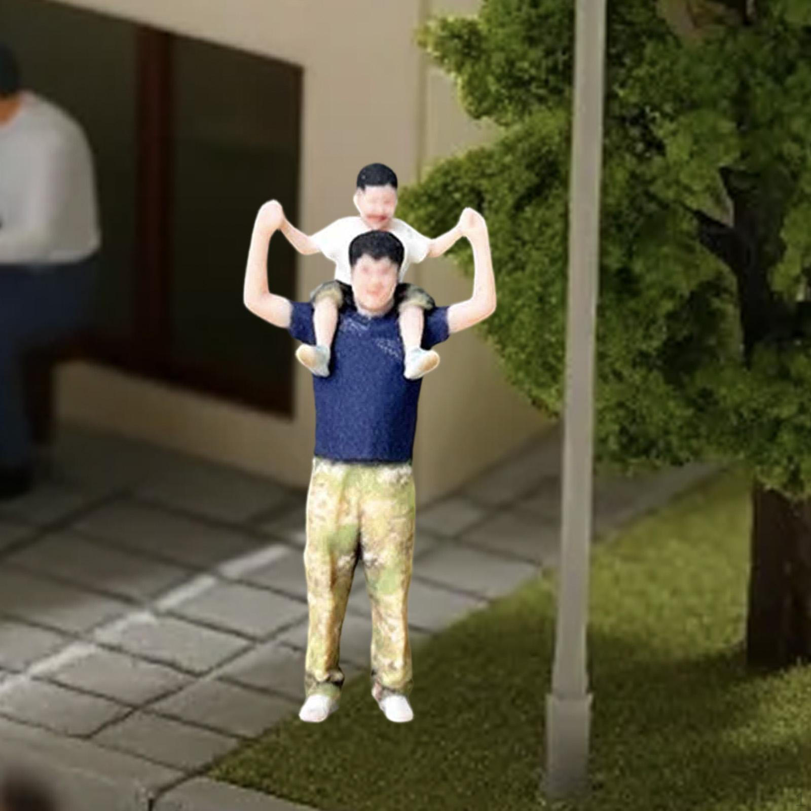 1:Миниатюрная фигурка 64-го масштаба  Отец и сын  для декора микро-ландшафтов