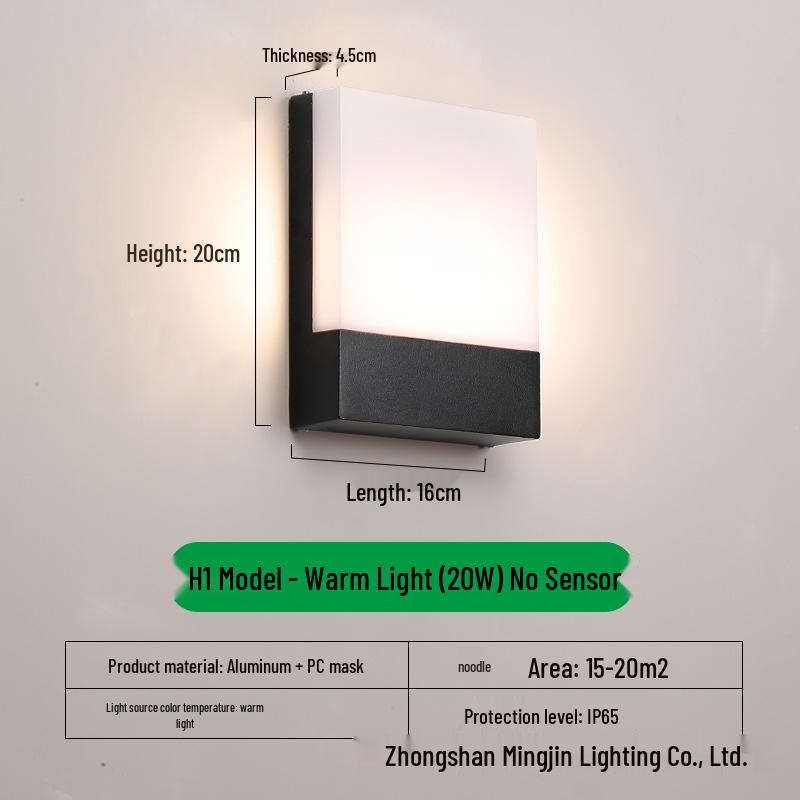 LED Waterproof Outdoor Wall Light for Balcony, Corridor, Courtyard, and Garden
